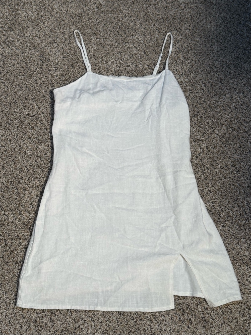 Women's White Mini Slip Dress with Spaghetti Straps